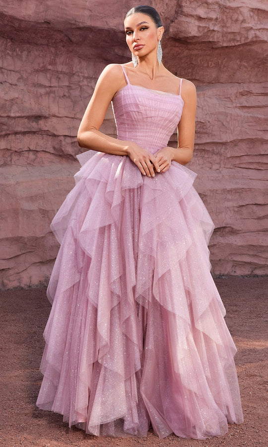 J'Adore Dresses J27008 - Layered Ruffle Skirt Sleeveless Gown