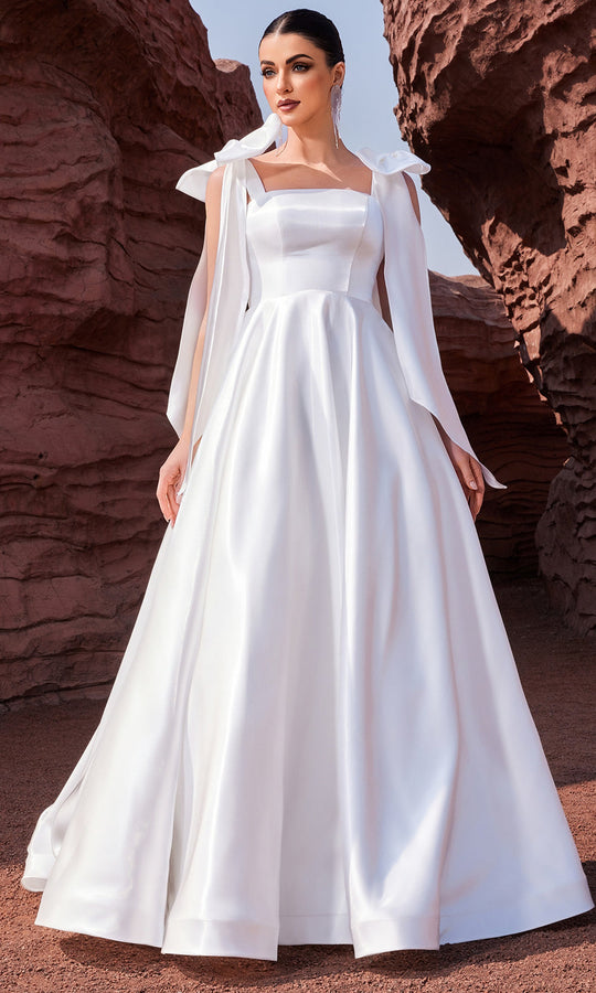 J'Adore Dresses J27026 - Bow Shoulder Water Satin Ballgown