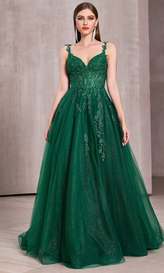 J'Adore Dresses J28022 - Sleeveless Corset Ballgown with Lace Applique