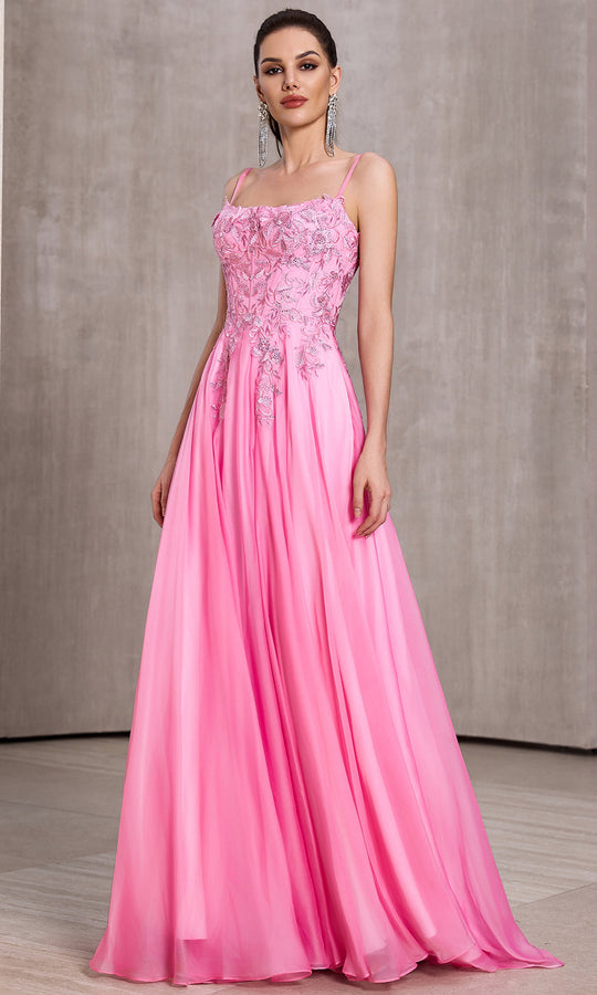 J'Adore Dresses J28038 - Embroidered Gradient A-Line Evening Gown