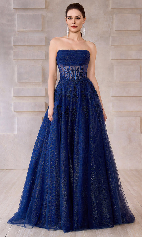 J'Adore Dresses J28048 - Draped Straight Neck Layered Ballgown