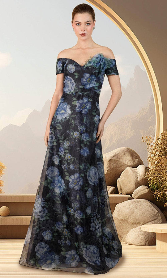 Janique 12621 - Off Shoulder Applique Evening Dress