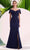 Janique 2409 - Beaded Illusion Shoulders Mermaid Gown Prom Dresses 2 / Navy