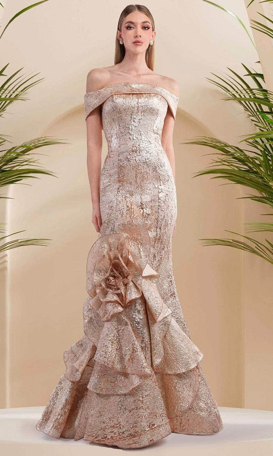 Janique 24983 - Straight Off-Shoulder Mermaid Gown