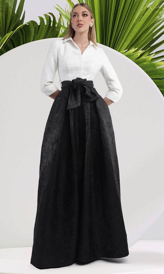 Janique 24988 - Folded Sleeve Pleated Gown