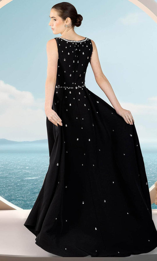 Janique 2504 - Beaded Square Neck Evening Dress