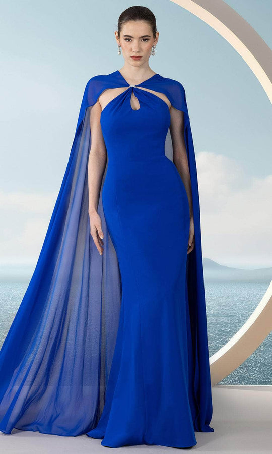 Janique 2507 - Cascading Sash Evening Dress