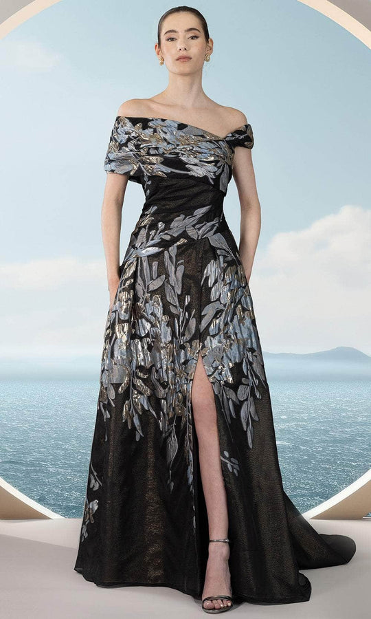 Janique 251019 - Asymmetrical Off Shoulder Evening Dress