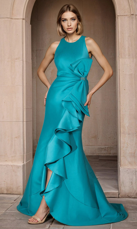 Janique 2603 - Ruffled Sleeveless Mermaid Evening Dress