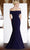 Janique - 2933 Fold-Over Off-Shoulder Prom Gown Evening Dresses 6 / Mercury