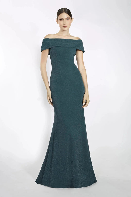Janique - 2933 Fold-Over Off-Shoulder Prom Gown