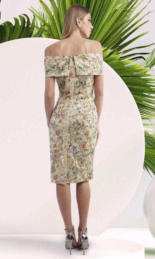 Janique 6044 - Floral Knee-Length Dress