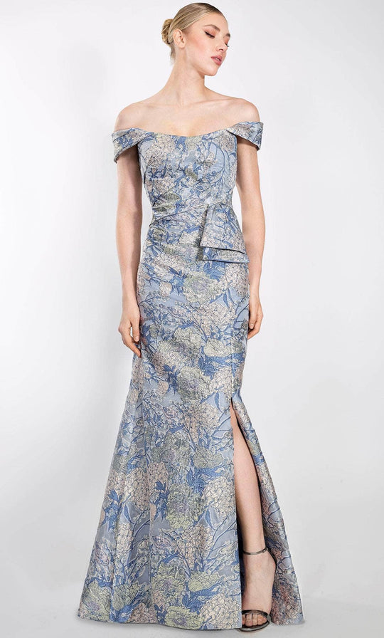 Janique 920 - Bow Ornate Floral Evening Gown