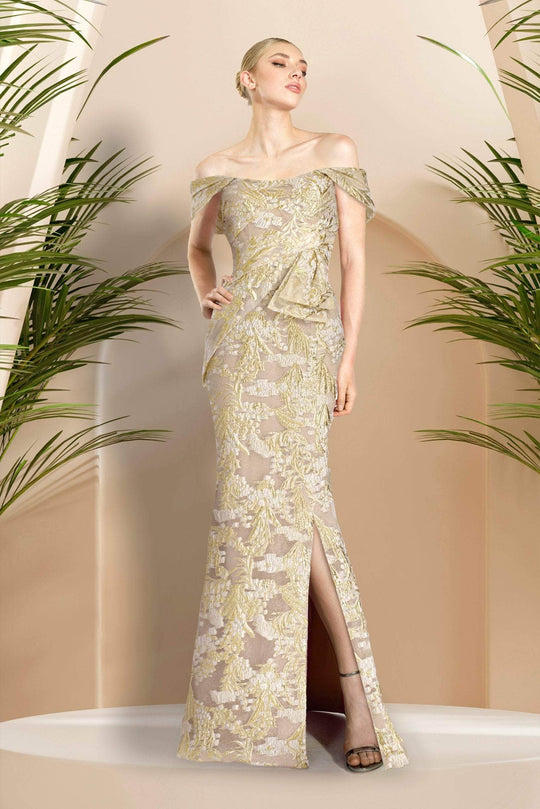 Janique B24920 - Off Shoulder Ornate Mermaid Gown