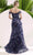 Janique W3017 - Ruffle Drape Floral Print Gown Prom Dresses