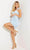 Jasz Couture 1246 - Feather Strap Sheath Cocktail Dress Cocktail Dress 000 / Sky Blue