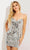 Jasz Couture 1249 - Strapless Mirror Glass Embellished Cocktail Dress Special Occasion Dress 000 / Silver