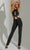 Jasz Couture 7520 - Bead Motif Cutout Jumpsuit Special Occasion Dress 000 / Black/Silver