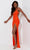 Jasz Couture 7555 - Sleeveless V-Neck Sequin Prom Dress Special Occasion Dress 000 / Orange