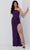 Jasz Couture 7559 - Sequin Beaded One-Sleeve Evening Dress Special Occasion Dress 000 / Purple