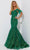 Jasz Couture 7568 - Feather Off-Shoulder Mermaid Prom Dress Special Occasion Dress 000 / Green