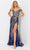 Jasz Couture 7583 - Cold Shoulder Applique Evening Dress Special Occasion Dress 000 / Navy/Gold
