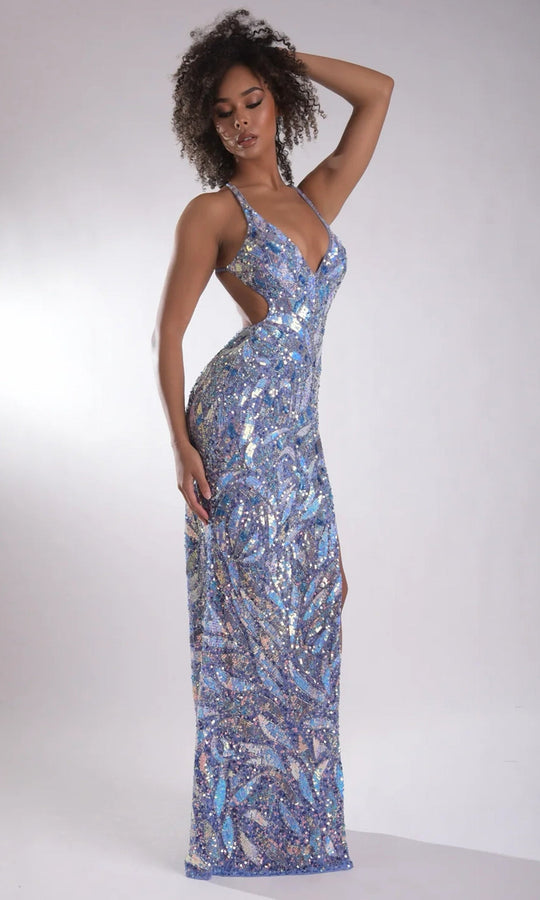 Jasz Couture 7909 - Sleeveless Crisscross Back Sparkle Prom Gown