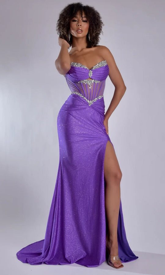 Jasz Couture 7978 - Beaded Trim Illusion Bodice Strapless Gown