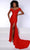 Johnathan Kayne 2723 - Sparkly Fitted Off Shoulder Gown Special Occasion Dress 00 / Red