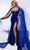 Johnathan Kayne 2729 - Sparkly Velvet Gown with Cape 00 / Royal