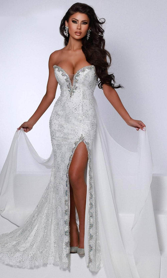 Johnathan Kayne 2734 - Embellished Lace Gown with Cape