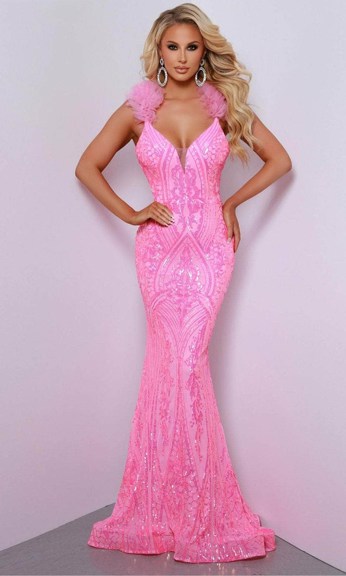 Johnathan Kayne 2807 - Sequin Mermaid Evening Dress Evening Dresses 00 / Bubblegum