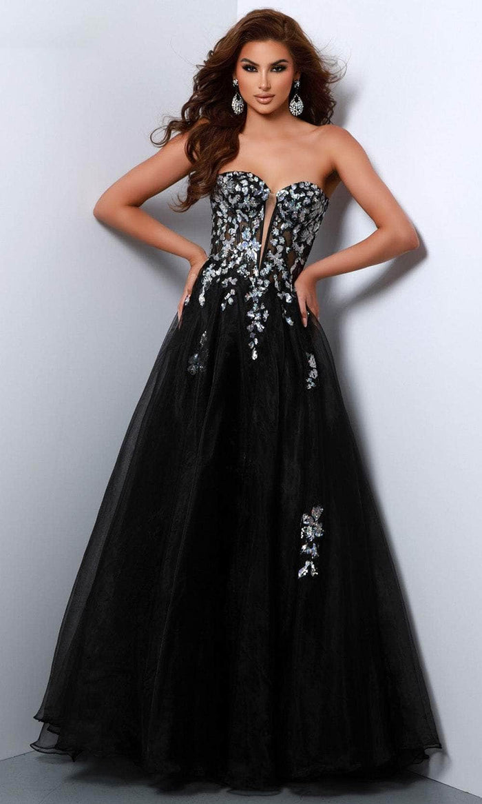 Johnathan Kayne 2809 - Strapless Sequin Evening Dress Prom Dresses 00 / Black