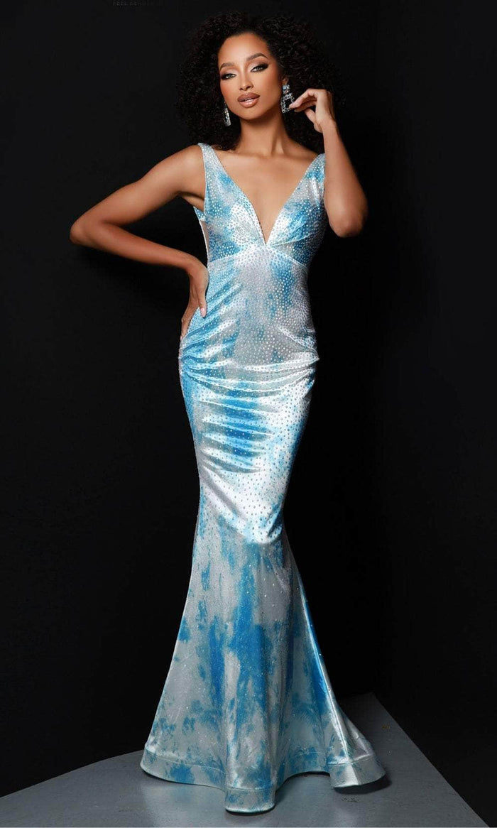 Johnathan Kayne 2831 - Printed V-Neck Mermaid Prom Dress Johnathan Kayne 2831 - Printed V-Neck Mermaid Prom Dress