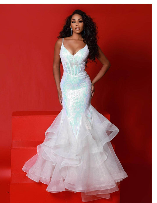 Johnathan Kayne 2835 - V-Neck Ruffle Mermaid Prom Dress