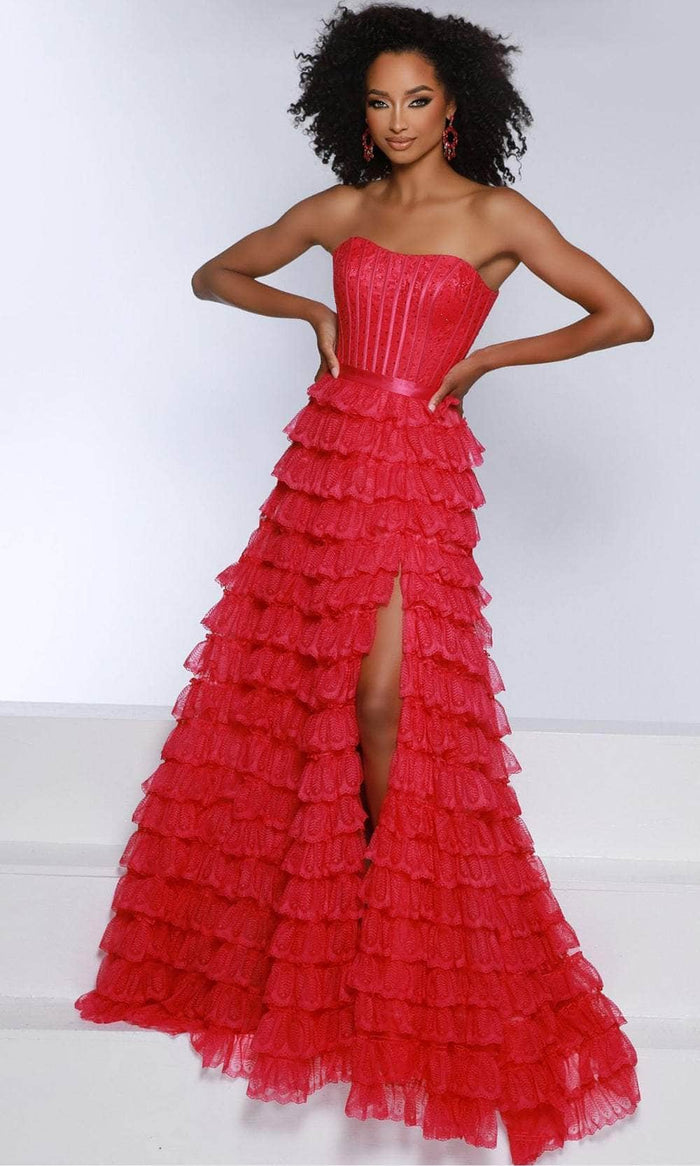 Johnathan Kayne 2862 - Strapless Beaded Corset Prom Dress Prom Dresses 00 / Fuchsia