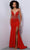 Johnathan Kayne 2881 - Embellished Plunged V-Neck Prom Dress Wedding Dresses 00 / Red