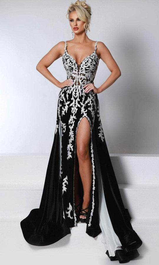 Johnathan Kayne 2924 - Lace Detailed Evening Gown with Slit