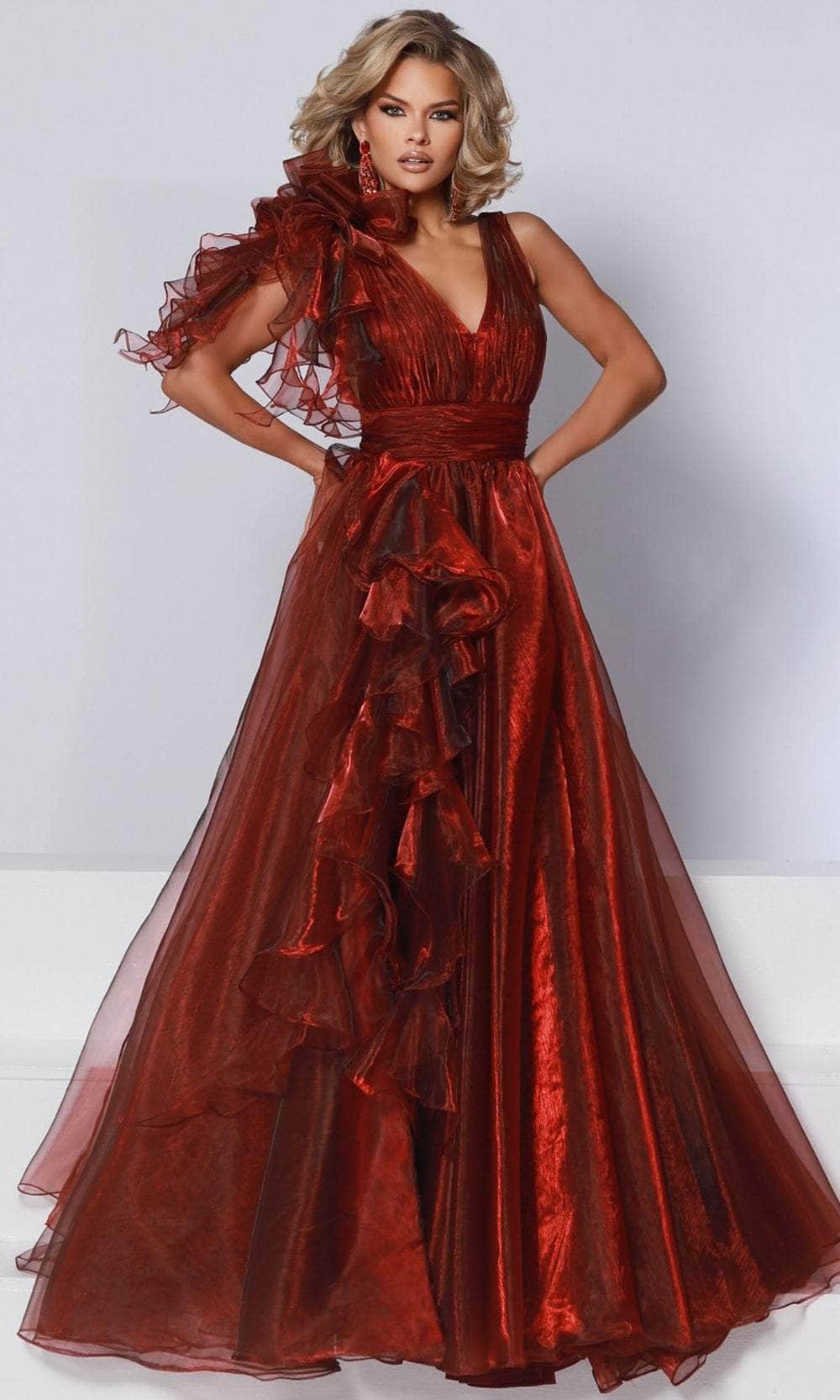 Johnathan Kayne 3014 - Long Iridescent Organza, Satin Lining, Mesh A ...
