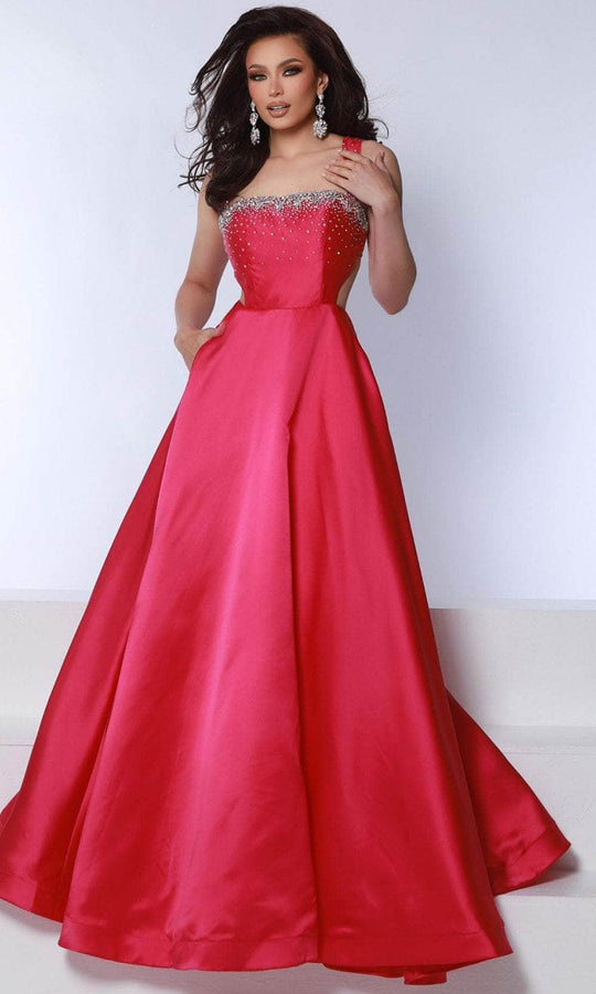 Johnathan Kayne 3050 - Square Neck Pleated A-Line Prom Gown