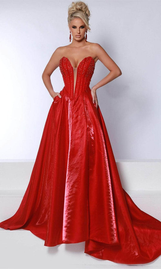 Johnathan Kayne 3116 - Plunging Neckline Bead Encrusted Ballgown