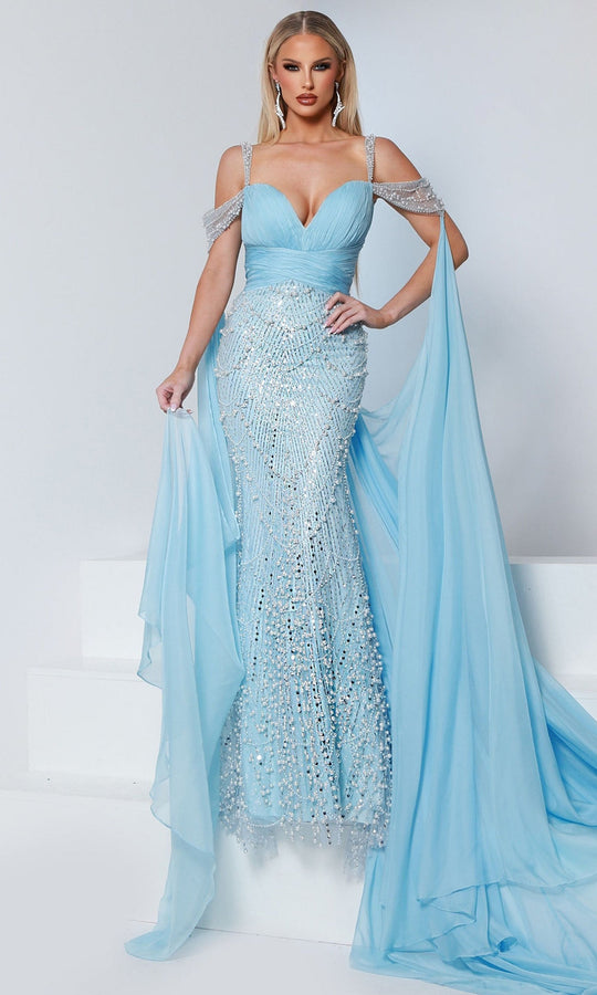 Johnathan Kayne 3211 - Embellished Cape Sweetheart Mermaid Gown