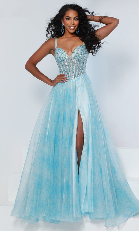 Johnathan Kayne 3269 - Printed Crystal Boned Ballgown