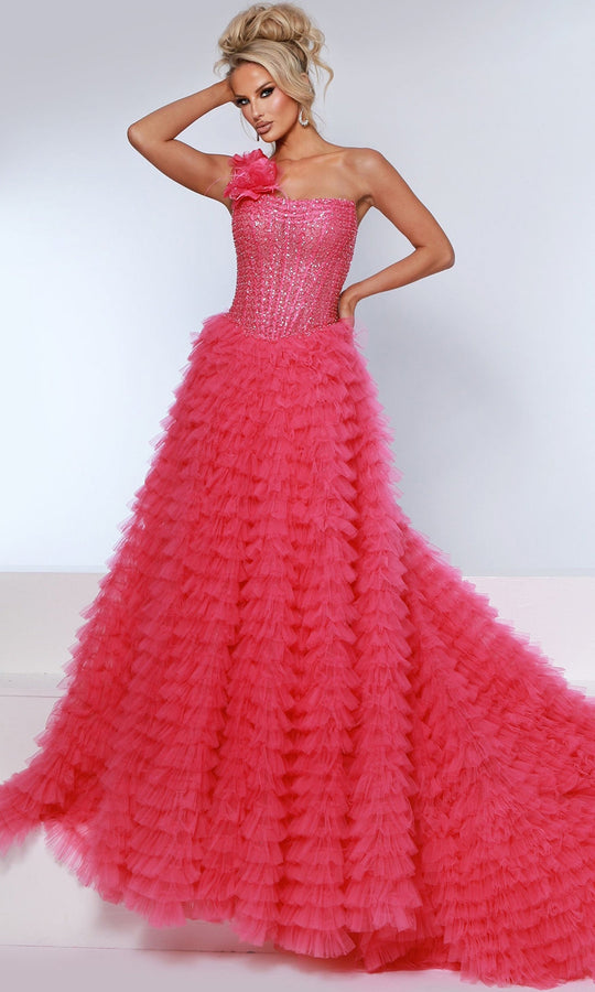 Johnathan Kayne 3302 - Beaded Floral One?Shoulder Ballgown