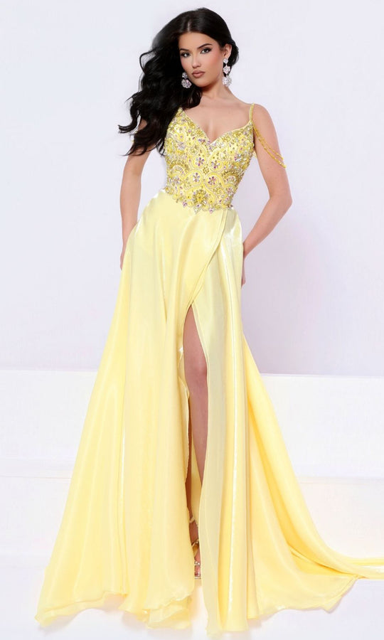 Johnathan Kayne 3357 Beaded Drape A-Line Dress