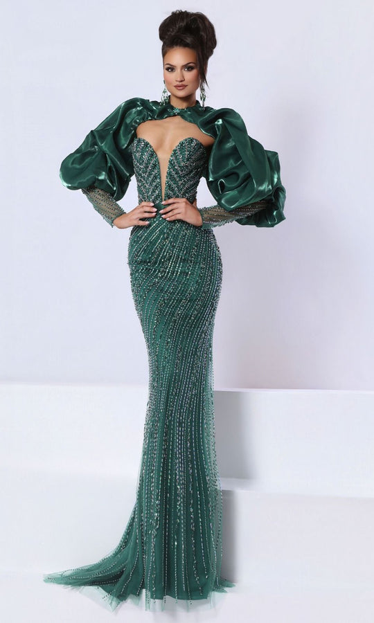 Johnathan Kayne 3378 Plunging Sweetheart Crystal Dress