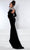 Johnathan Kayne - Beaded Cape Draped Evening Dress 2453 - 1 pc Navy In Size 8 Available CCSALE 8 / Navy