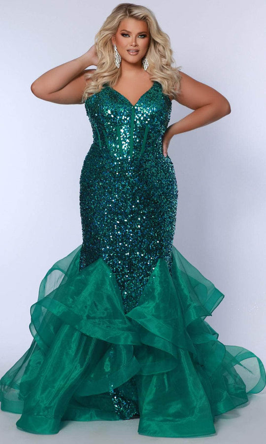 Johnathan Kayne for Sydney's Closet JK2516 - V-neck Jersey Gown with Ruched Details