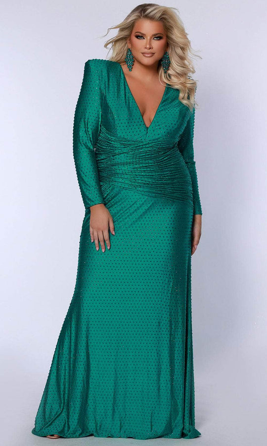 Johnathan Kayne for Sydney's Closet JK2519 - V-neck Beaded Mermaid Gown with Side Slit