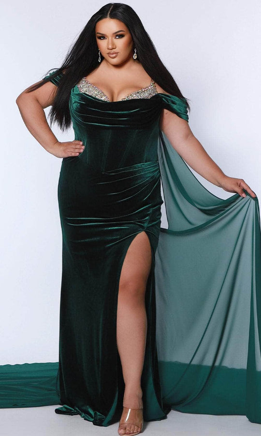 Johnathan Kayne for Sydney's Closet JK2514 - V-neck Jersey Gown with Ruched Bodice